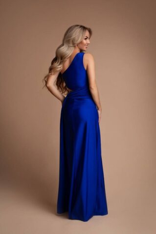 Sattinkangast asümeetriline maksikleit sinine