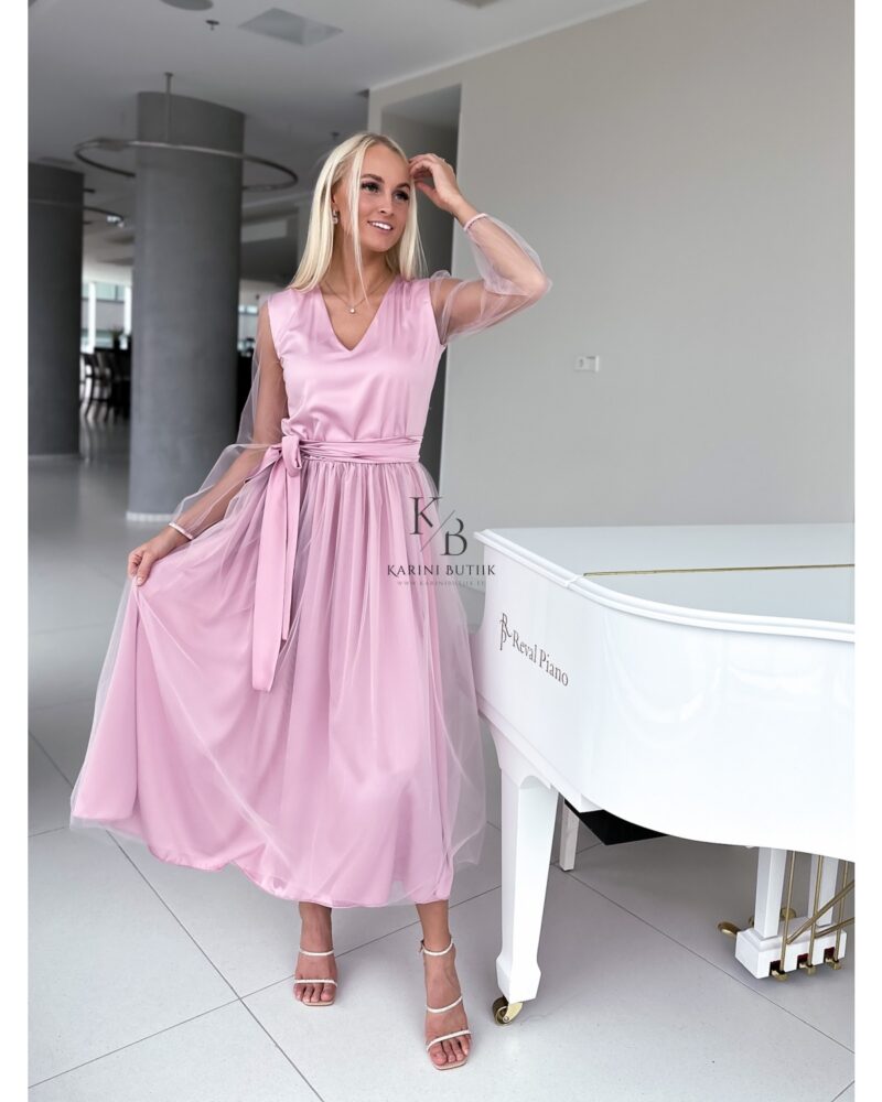 MIDI DRESS WITH TULLE SLEEVES