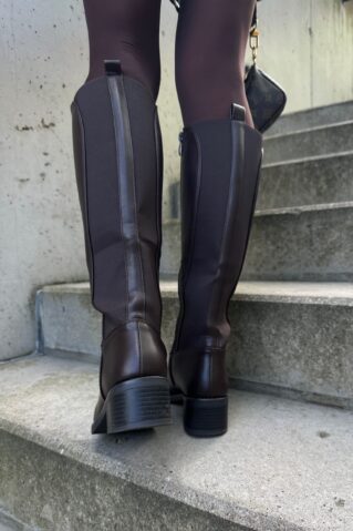 Tumepruunid madala kontsaga naiste saapad