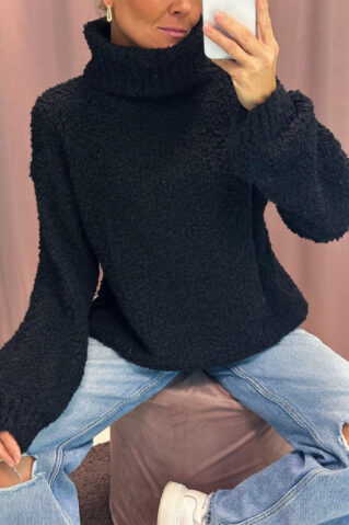 Pehme oversize kampsun laia kõrge keeratava kraega