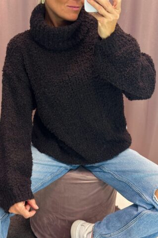 Pehme oversize kampsun laia kõrge keeratava kraega