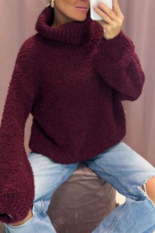 Pehme oversize kampsun laia kõrge keeratava kraega