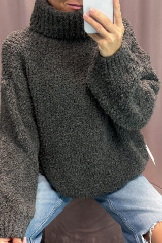 Pehme oversize kampsun laia kõrge keeratava kraega