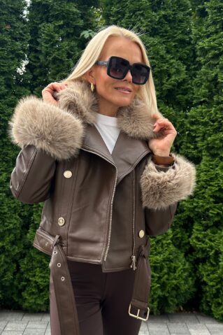 Naiste kunstnahast karvvoodriga stiilne tagi must ja tumepruun