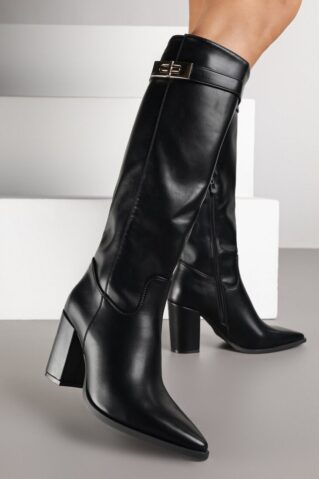 Mustad nahksaapad kõrge kontsaga