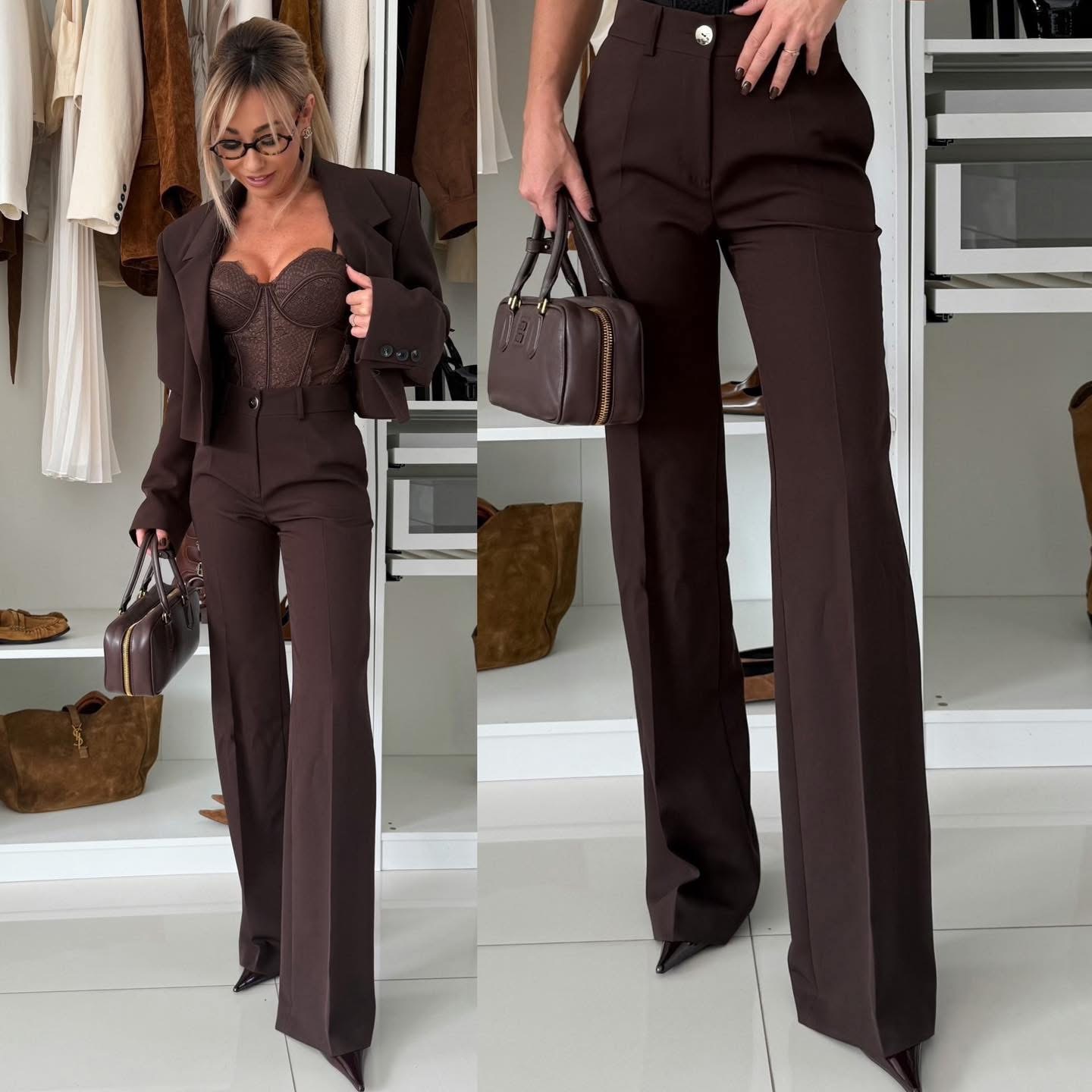 Pruunid premium tekstiilpüksid