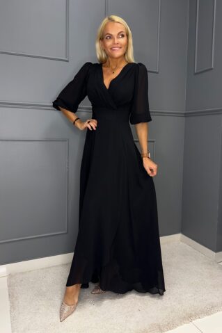 Must sifoonkangast maksikleit kolmveerand varrukatega