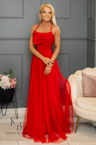 Роскошное платье из печени с открытой спиной и драпированной передней панелью