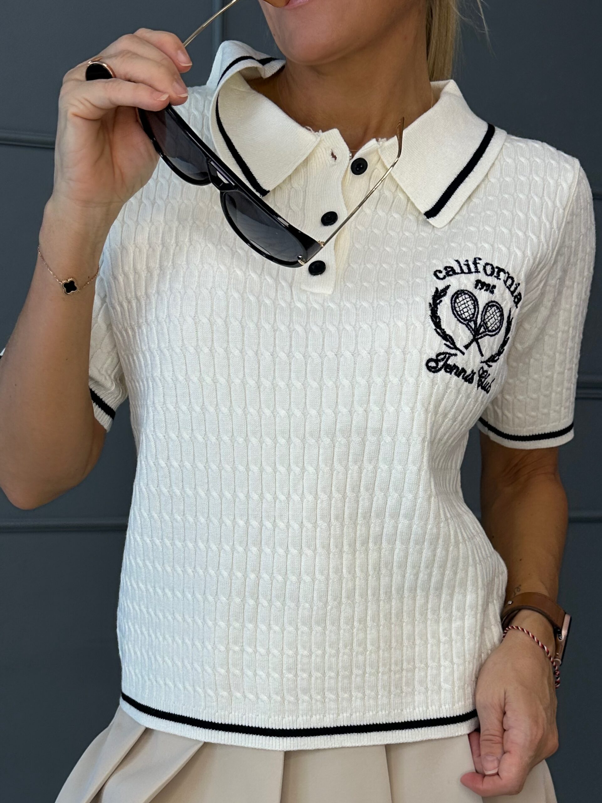 Tekstuurse koega polosärk naistele