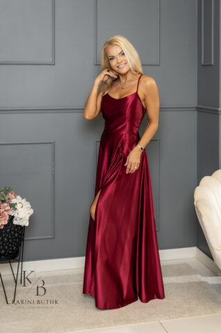 Corset-cut satin liver dress