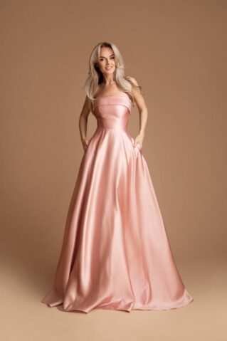 heleroosa Korseti lõikega maksikleit taskutega