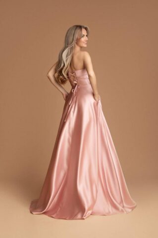 heleroosa Korseti lõikega maksikleit taskutega