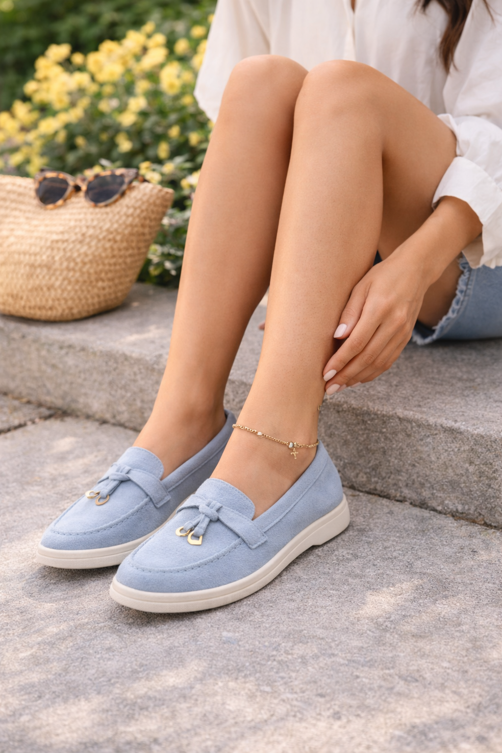 mugavad naiste mokassiinid helesinines toonis