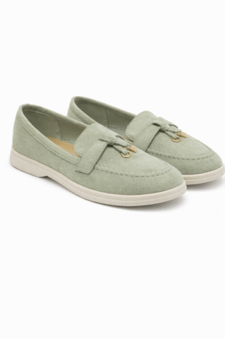 mugavad naiste mokassiinid pastellrohelises toonis