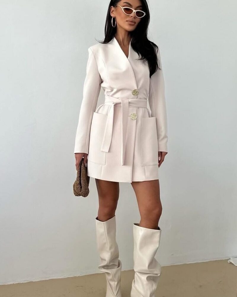 An elegant premium blazer dress that can be worn both as a dress and as a jacket.