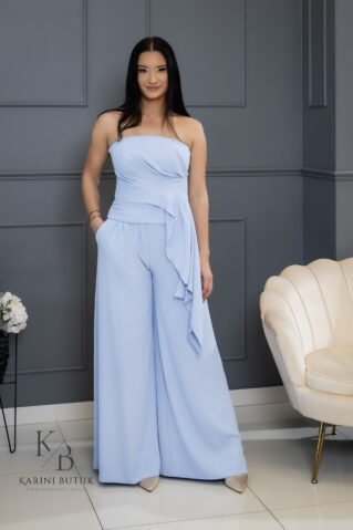 Elegantne kaheosaline pükskostüüm vabalt langevast materjalist