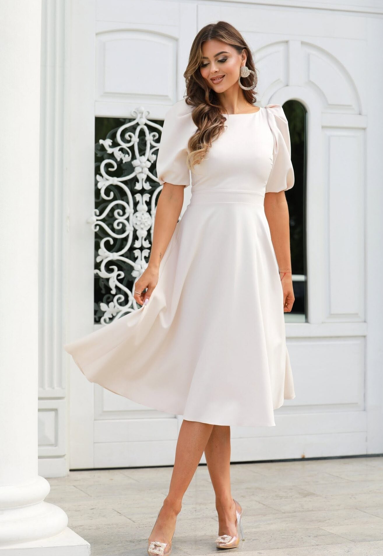 MIDI DRESS WITH THREE-QUARTER SLEEVES