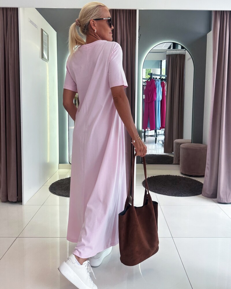 Elegantne ja mugav 100% puuvillane roosa ,heleroosa,helesinine maksikleit küljetaskutega. Ideaalne valik igapäevaseks kandmiseks ning suviseks garderoobiks.