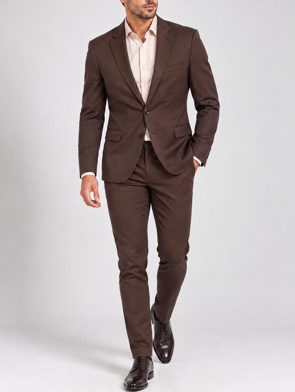 Tumepruunid meeste Slim Fit püksid – Karini Butiik
