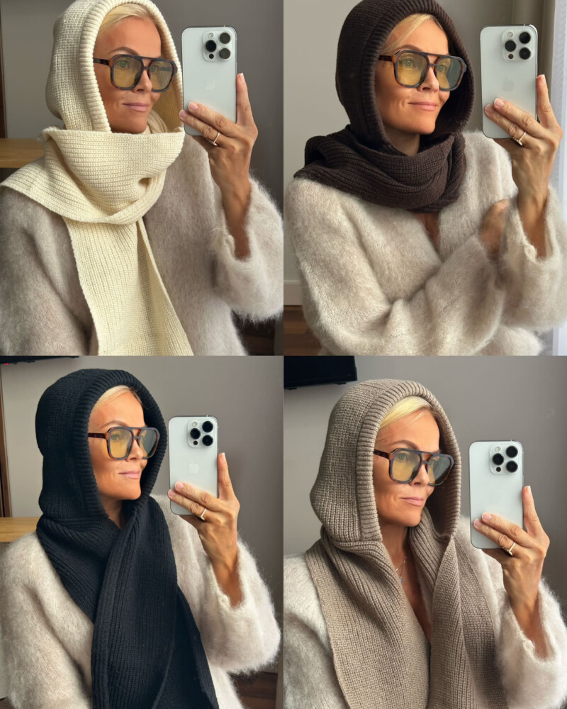Kootud kapuutssall pika salliosaga naistele – Karini Butiik