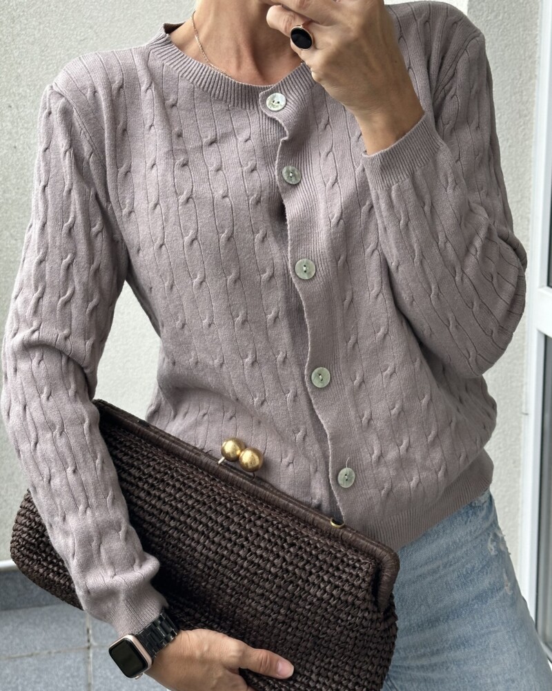 Taupe eest nööpidega naiste kampsun Made in Italy