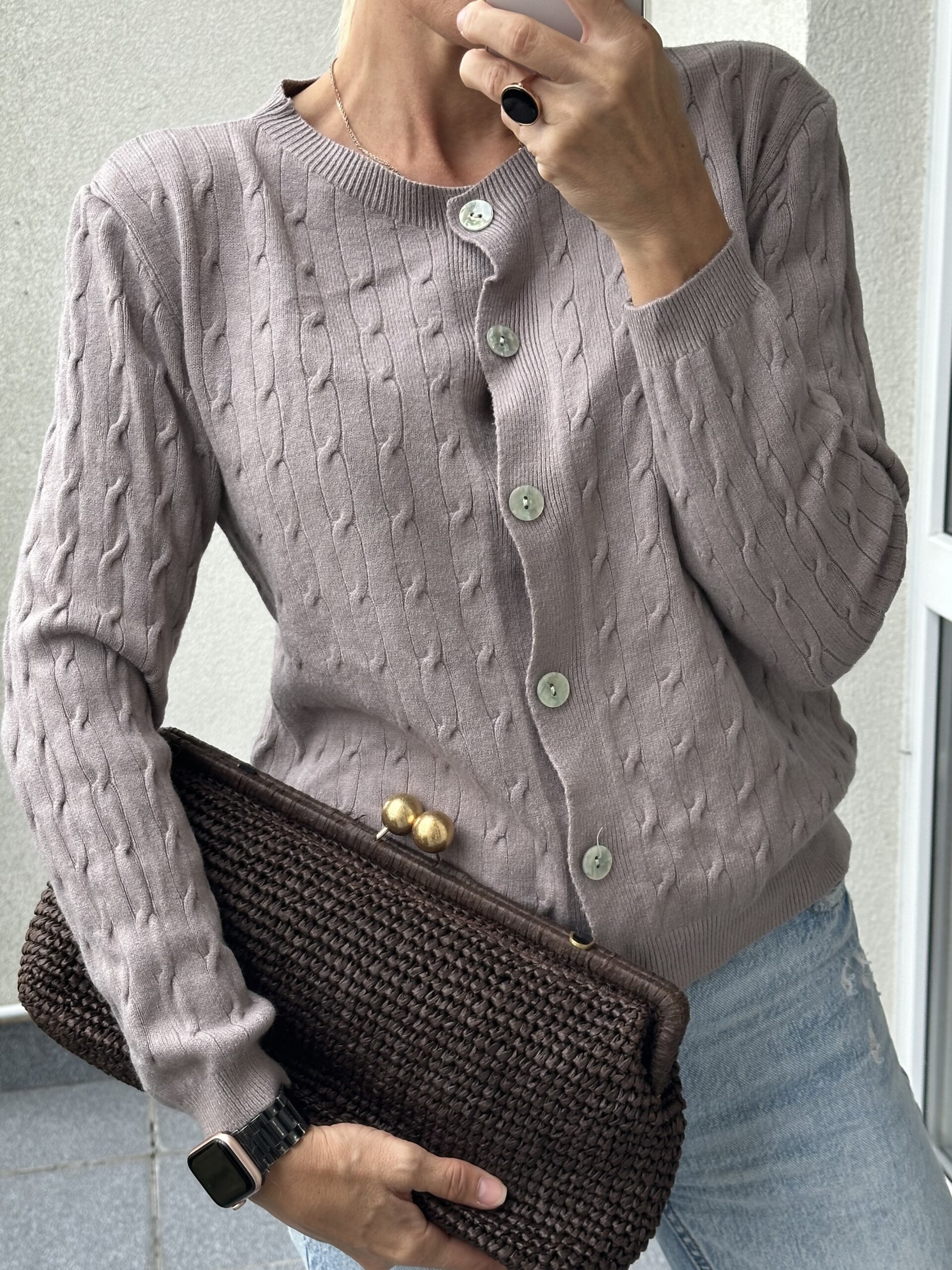 Taupe eest nööpidega naiste kampsun Made in Italy